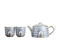 Set Con Teiera Set Da Tè Kung Fu, Confezione Regalo Con Una Pentola E Due Tazze Come Teiera Retrò In Argento Fatta A Mano Wanfo Per La Casa Set Da Tè Portatile(Type-B)