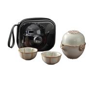 Set Con Teiera Set Di Teiere Campeggio All'aperto Portatile Da Viaggio Semplicità Tè In Ceramica Tazza Rapida Ru Forno, Creativo Per La Casa Una Pentola Tre Tazze Set Da Tè Portatile(Type-B)