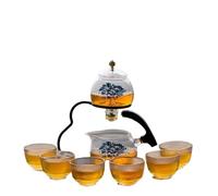 Set Con Teiera Set Di Teiere Famiglia Pu'er Profumato Kung Fu Tè Set Da Infusore Bere Il Maker Scolorimento Teiera Vetro Automatico Preparazione Del Set Da Tè Portatile(Type-F)