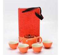 Set Con Teiera Set Di Teiere Kung Fu Pot Home Office Regali Per La Cerimonia Buona Fortuna Set Da Tè Cachi Set Da Tè Portatile(Type-B)
