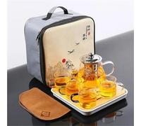 Set Con Teiera Set Di Teiere Set Di Tazze Tè Con Vassoio, Quattro, Sacchetto Regalo, Portatile Gongfu, Teiera In Vetro Borosilicato Resistente Al Calore Set Da Tè Portatile(Type-D)
