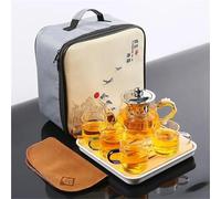 Set Con Teiera Set Di Teiere Set Di Tazze Tè Con Vassoio, Quattro, Sacchetto Regalo, Portatile Gongfu, Teiera In Vetro Borosilicato Resistente Al Calore Set Da Tè Portatile(Type-B)