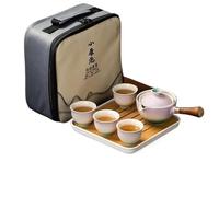 Set Con Teiera Set Di Teiere Vassoio Tè Set Da Viaggio Portatile Rotante Ceramica Con Manico Laterale Per La Preparazione Del Pigro Home One Pot Quattro Tazze Set Da Tè Portatile(Type-F)