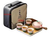 Set Con Teiera Set Di Teiere Vassoio Tè Set Da Viaggio Portatile Rotante Ceramica Con Manico Laterale Per La Preparazione Del Pigro Home One Pot Quattro Tazze Set Da Tè Portatile(Type-E)