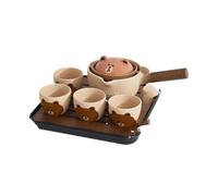 Set Con Teiera Set Tè Kung Fu Viaggio Pigro Con Manico Laterale Tazza Rapida Vassoio A Bolle In Ceramica Orso Creativo 1 Pentola 4 Tazze Portatile Set Da Tè Portatile