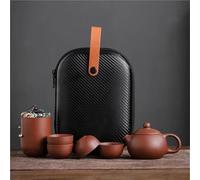Set Con Teiera Teiera In Ceramica Da Viaggio All'aperto Cerimonia Del Tè Set Regali Con Sabbia Viola Una Pentola 4 Tazze Portatile Set Da Tè Portatile(Type-A)