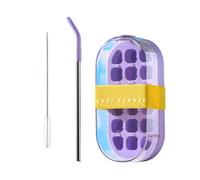 Set con vassoio per ghiaccio e cannuccia, struttura in silicone a 18 griglie, perfetta per caffè freddo, picnic, accessori per feste, stampi per ghiaccio con spazzola per la pulizia