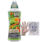 SET: Concime Universale Per PIANTE ORTICOLE E DA FRUTTO, Con Sostanze Nutritive Di Origine Naturale 1000ml + 100pz Guanti HDPE Monouso