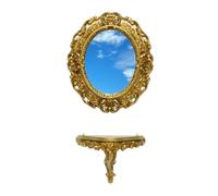 SET CONSOLE MENSOLA + SPECCHIO OVALE STILE BAROCCO ARREDAMENTO PARETE INGRESSO