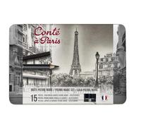 Set Conté à Paris Pierre Noire in astuccio di metallo - 7 Matite Pierre Noir e 6 Carré in nero con accessori