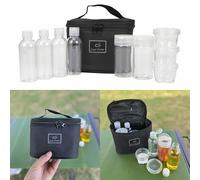 Set Contenitore Spezie da Campeggio Riutilizzabile con Scatole Salse e Bottiglie
