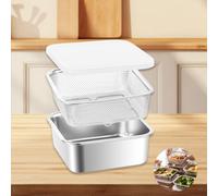 Set Contenitori in Acciaio Inossidabile con Colino E Coperchio a Tenuta Stagna