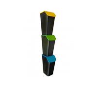 Set contenitori raccolta differenziata 3x35L con coperchi colorati impilabili