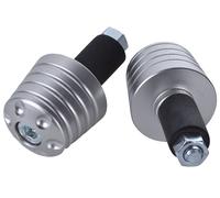 Set Contrappesi Stabilizzatori Ø25 Terminali Manubrio da Moto Foro Ø12 Argento