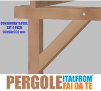 Set Controventature in Legno di Pino Impregnato per Pergole Gazebo 90X90X600