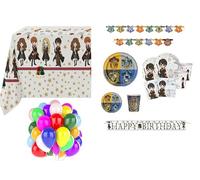 Set Coordinato Party Completo di 16 Bicchieri + 16 Piatti + 20 Tovaglioli 33x33 + 16 Piatti Dessert + 8 Palloncini Logo + 2 Festoni Happy bDay + 1 Tovaglia Ideale per rendere unica la tua festa !