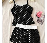 Set coordinato per ragazze pre-adolescenti con canotta con fiocco e pizzo e pantaloncini super corti, adatto per la primavera/estate, San Valentino, casa, stile "Clean Girl", adolescenti 8Y,9Y,10Y,11Y
