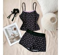 Set coordinato per ragazze pre-adolescenti con canotta con fiocco e pizzo e pantaloncini super corti, adatto per la primavera/estate, San Valentino, casa, stile "Clean Girl", adolescenti 8Y,9Y,10Y,11Y