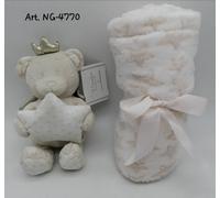 Set Copertina Culla Con Pupazzo Orsetto Nazareno Gabrielli In Morbidissimo Coral