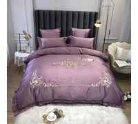 Set coperture con copritura King-Size Bianco al 100% Pista Cotone in lettiera Trapunta morbide a Base di satene (Colore: Dimensione Doppia) (Viola Pieno)