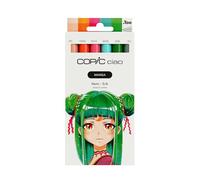 Set Copic Ciao MANGA Nami, set di pennarelli con 5 tonalità vivaci di verde e blu, incl. 1 Multiliner 0,3 mm in verde, pennarello doppio con punta media e punta a pennello