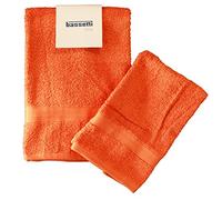 SET COPPIA 2 PEZZI 1+1 OSPITE 40 x 60 + ASCIUGAMANO 60 x 110 BASSETTI TIME ASCIUGAMANI 100% SPUGNA DI PURO COTONE PETTINATO 430 gr/sqm (ARANCIO 1920)