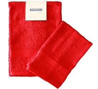 SET COPPIA 2 PEZZI 1+1 OSPITE 40 x 60 + ASCIUGAMANO 60 x 110 BASSETTI TIME ASCIUGAMANI 100% SPUGNA DI PURO COTONE PETTINATO 430 gr/sqm (ROSSO 1139)