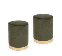 SET COPPIA 2 POUF SGABELLO IN LEGNO E VELLUTO IMBOTTITO CASA SALOTTO LUCILLA
