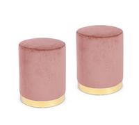 SET COPPIA 2 POUF SGABELLO IN LEGNO E VELLUTO IMBOTTITO CASA SALOTTO LUCILLA