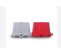 Set coppia Barriera stradale in plastica tipo New Jersey Plastica Impilabile, Polietilene Resistente bianchi e rossi ostacolo delimitazione rotonda bicolore 100x40x70 cm segnaletica segnale
