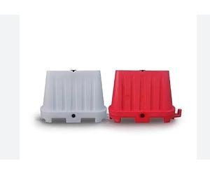 Set coppia Barriera stradale in plastica tipo New Jersey Plastica Impilabile, Polietilene Resistente bianchi e rossi ostacolo delimitazione rotonda bicolore 100x40x70 cm segnaletica segnale