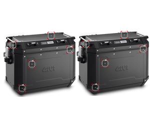 Set - COPPIA valigie laterali Trekker Outback Black Line in alluminio
