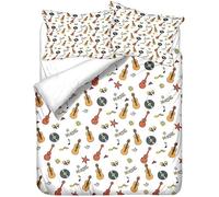 Set Copri Piumino Singolo Adolescente Disco in Vinile per Chitarra Stampa Digitale 3D Bed Sheets Strumenti Musicali Carini Morbido Microfibra Comodo Copripiumino in Piuma 140x200 + 2 Federe A.3393