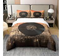 Set Copri Piumino una piazza e mezza Disco in Vinile Stampa Digitale 3D Bed Sheets Astratto Retrò Morbido Microfibra Comodo Copripiumino in Piuma 200x200 + 2 Federe 50x80 A.3862