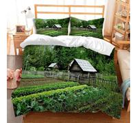 Set Copri Piumino una piazza e mezza Orto Stampato 3D Bed Sheets Stile di Campagna Morbido Microfibra Comodo Copripiumino in Piuma 200x200 + 2 Federe 50x80 C.1984