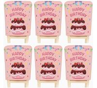 Set Copri Sedia Compleanno Bambini 1/2/4/6 Pezzi, Copertura Schienale Sedia Buon Compleanno Design Torta, Protezione E Decorazione Festa(Pink,6 Set)