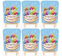 Set Copri Sedia Compleanno Bambini 1/2/4/6 Pezzi, Copertura Schienale Sedia Buon Compleanno Design Torta, Protezione E Decorazione Festa(Light Blue,6 Set)