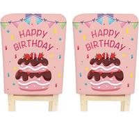 Set Copri Sedia Compleanno Bambini 1/2/4/6 Pezzi, Copertura Schienale Sedia Buon Compleanno Design Torta, Protezione E Decorazione Festa(Pink,2 Set)