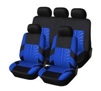 Set Copri Sedile Coprisedili per Auto Universali con Ricamo Adatti alla Maggior Parte delle Auto con Dettagli Che Riproducono Le Tracce degli Pneumatici(Blue Full Set)