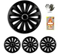 SET COPRICERCHI DA 14 POLLICI PER AUTO COPRICERCHIO COPPE RUOTE PLATTO PNEUMATICO 155/65 R14 CC169 COPRIRUOTA COPRI CERCHI NERI TOTAL BLACK 1 SCATOLA DA 4 PEZZI MATERIALE ABS VERNICIATURA AD ACQUA