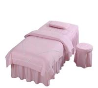 Set CopriLettino per Estetista 4 pezzi copriletto lenzuola massaggio spa sgabello(Pink,190x70cm-4pc set)