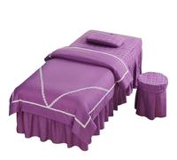Set CopriLettino per Estetista 4 pezzi copriletto lenzuola massaggio spa sgabello(Purple,190x80cm-4pc set)