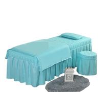 Set CopriLettino per Estetista 4 pezzi Set biancheria da letto for salone di bellezza Lenzuola spesse Copriletto Fumigazione Massaggio Spa Federa copripiumino(SKY BLUE,180x70cm)