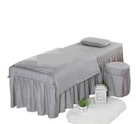 Set CopriLettino per Estetista 4 pezzi Set biancheria da letto for salone di bellezza Lenzuola spesse Copriletto Fumigazione Massaggio Spa Federa copripiumino(GRAY,190x70cm)
