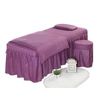 Set CopriLettino per Estetista 4 pezzi Set biancheria da letto for salone di bellezza Lenzuola spesse Copriletto Fumigazione Massaggio Spa Federa copripiumino(PURPLE,190x80cm)
