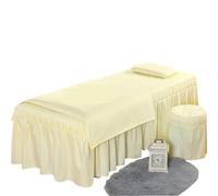 Set CopriLettino per Estetista 4 pezzi Set biancheria da letto for salone di bellezza Lenzuola spesse Copriletto Fumigazione Massaggio Spa Federa copripiumino(Beige,180x60cm)