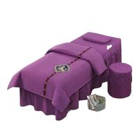 Set CopriLettino per Estetista 4 pezzi set di biancheria da letto for salone bellezza, lenzuola spesse for massaggi spa, copriletto for, federa copripiumino(PURPLE,190x80)