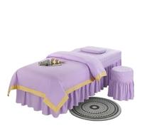 Set CopriLettino per Estetista 4 pezzi set di biancheria da letto for salone bellezza stile semplice massaggio spa lenzuola copriletto con foro federa copripiumino(PURPLE,60x185cm)