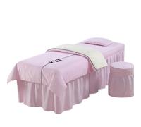 Set CopriLettino per Estetista Copriletto con bottoni, copriletto for spa e massaggi, coprisgabello, federa for cuscino, piumone(Light pink,80X190cm)
