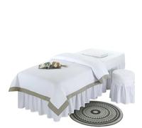 Set CopriLettino per Estetista Copriletto con lenzuola for massaggio e spa in stile semplice, 4 pezzi, foro, federa coprisgabello(WHITE,60x185cm)